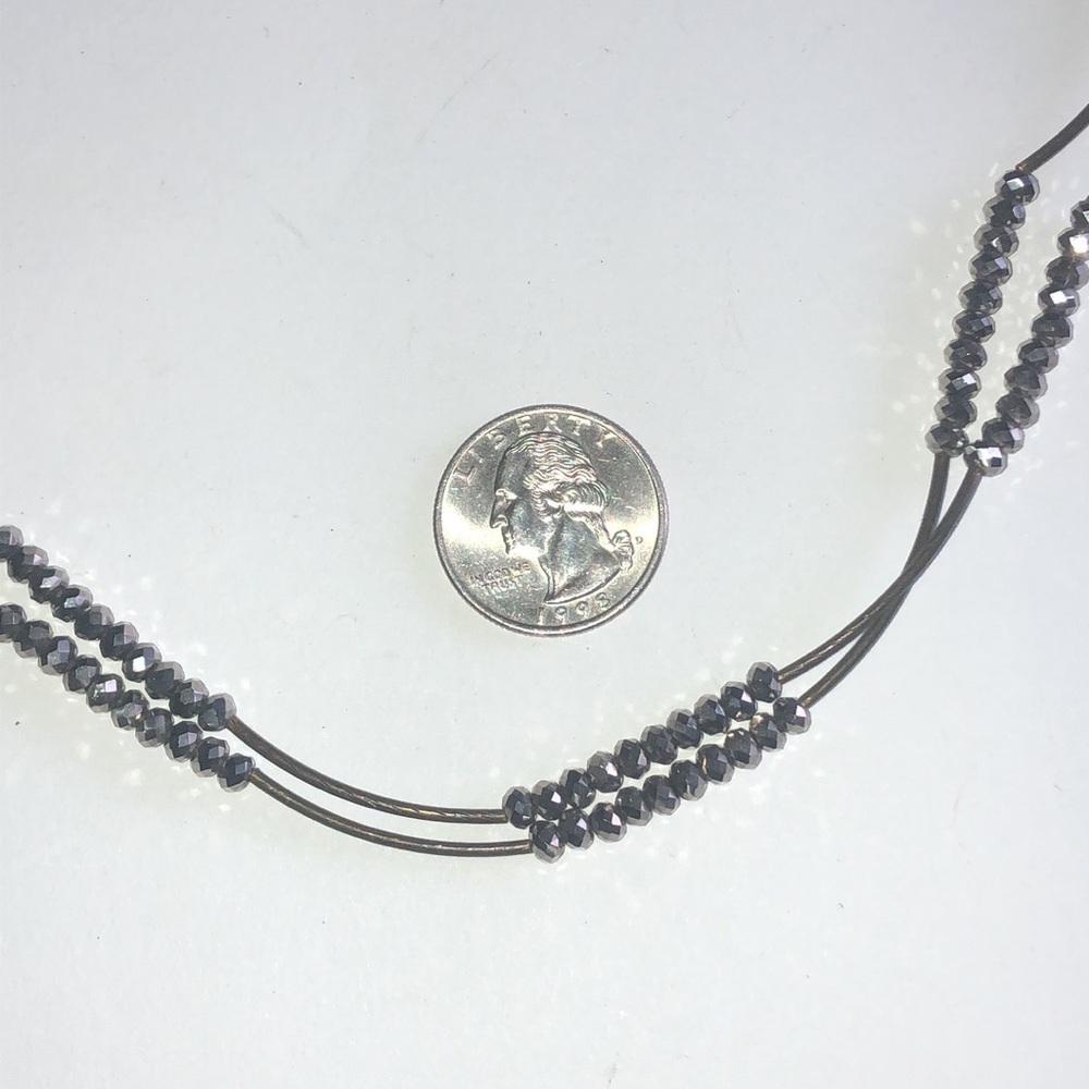 Gunmetal Gray Metallic Glass Beaded Boho Necklace - Picture 4 of 8